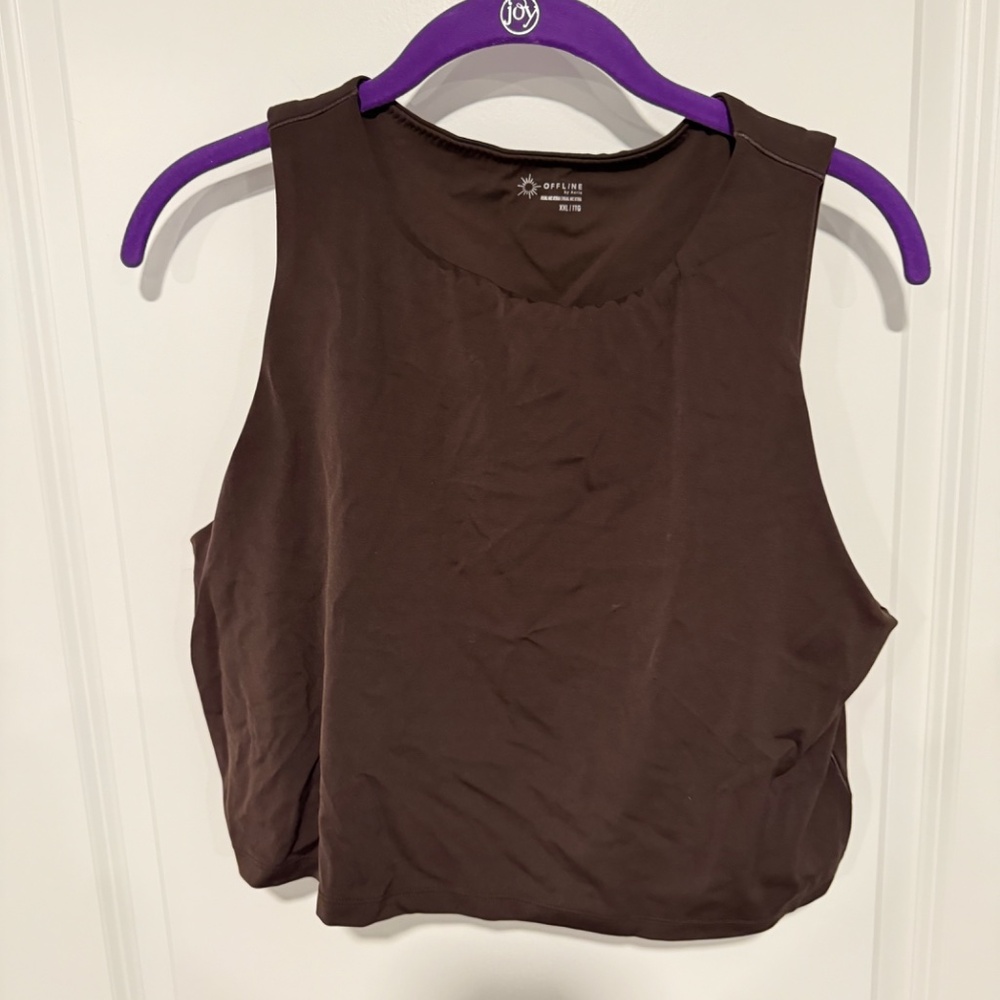 OFFLINE By Aerie Real Me XTRA High Neck Sports Bra - XXL Deep Earth Brown - Picture 4 of 8